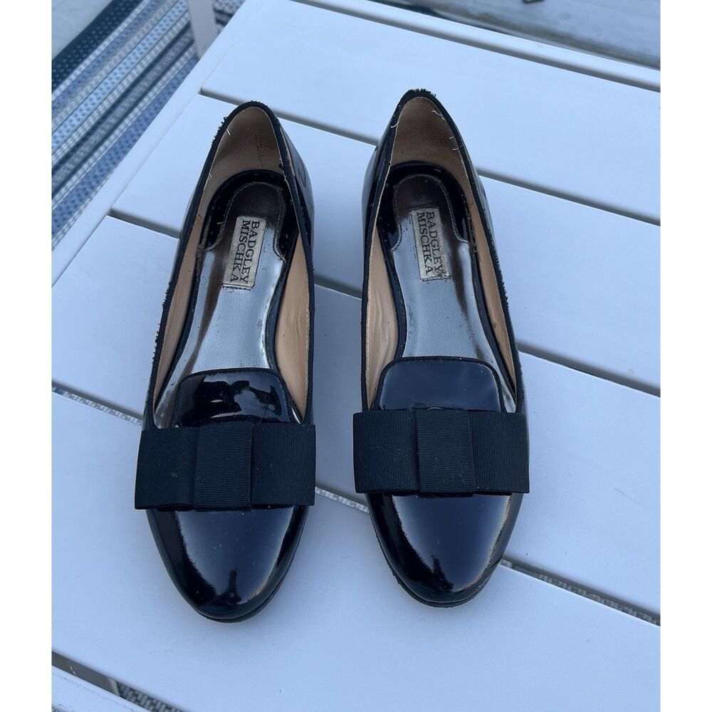 Badgley Mischka Patent Leather Tuxedo Flats - Size 7 - Black